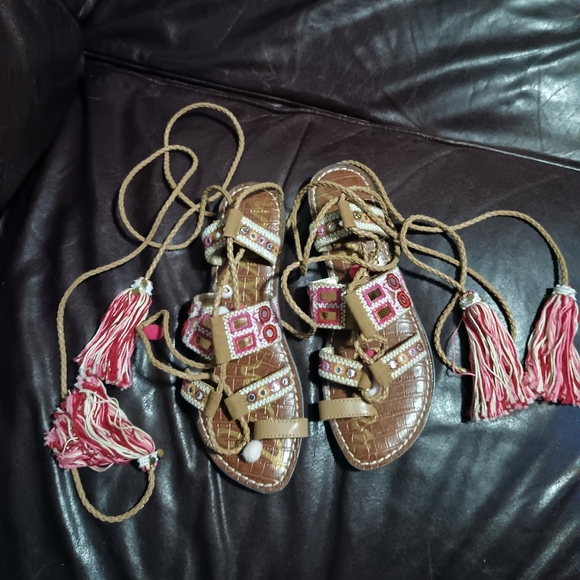 Sam Edelman Gretchen Boho Gladiator style flat festivals sandals shoes size 8.5 - Picture 7 of 13